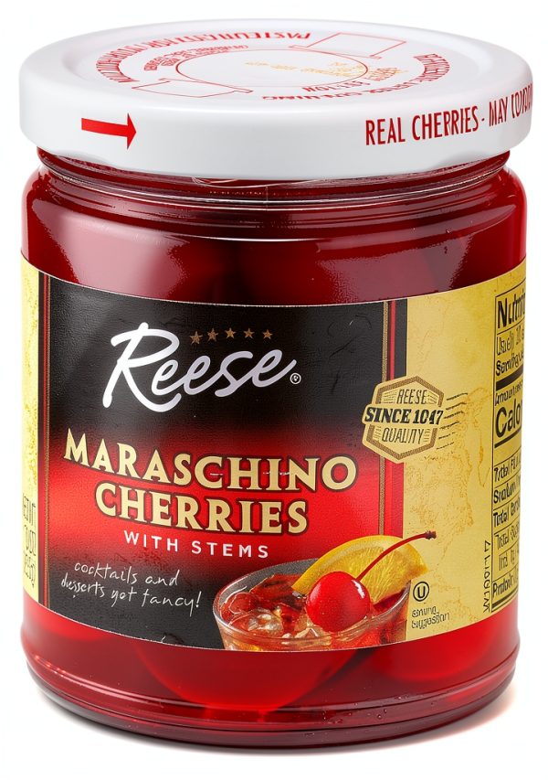 Reese Red Maraschino Cherries with Stems 10oz Pack-3